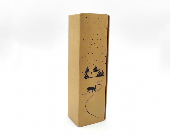 Scatola cantinetta porta bottiglia fantasia "Renna" automontante, 9x34x9 cm