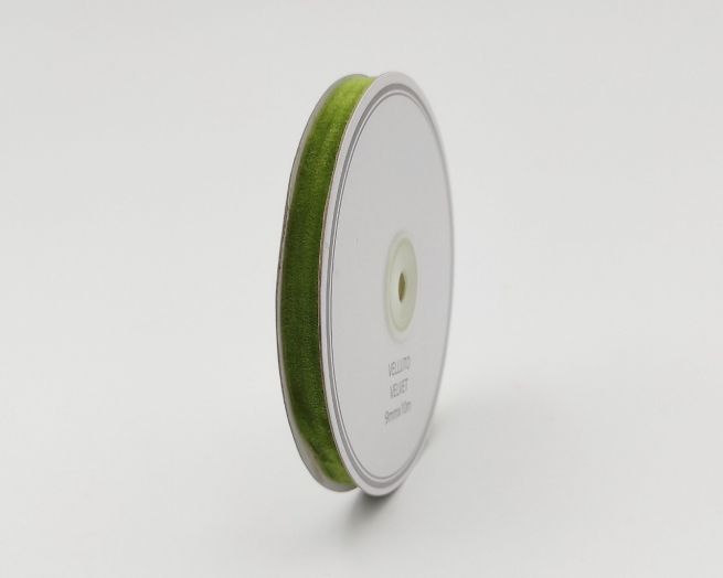 Rotolo nastro in velluto verde, altezza 9 mm