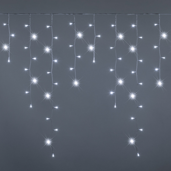 Tenda di luci 270 miniled "MultiFlash Diamond" luce fredda filo bianco, larghezza 5 metri altezza 96 cm, prolungabile, per uso interno ed esterno