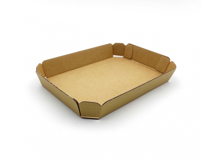 Vassoio in cartone avana idrorepellente, formato 15x21 cm, varie altezze