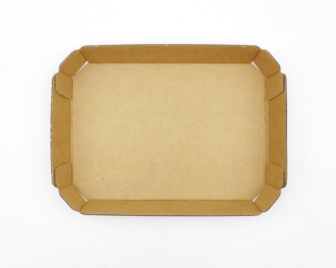 Vassoio in cartone avana idrorepellente, formato 15x21 cm, varie altezze