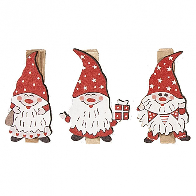 Chiudipacco in legno, 2.3x4.4 cm, confezione da 6 pezzi assortiti