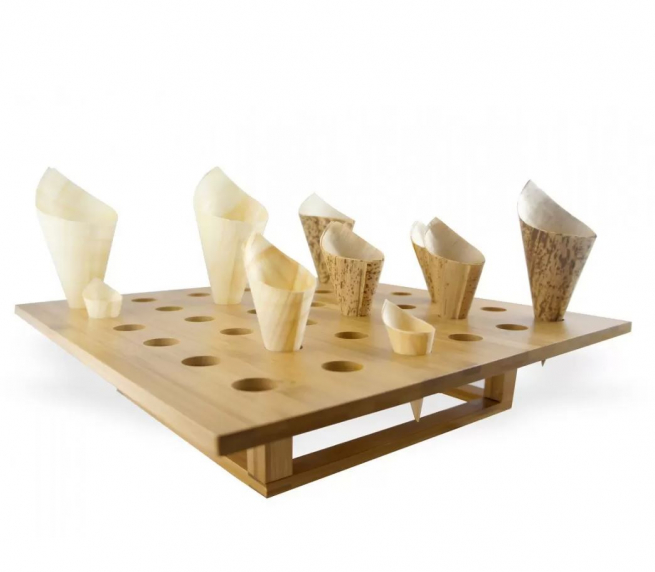 Supporto bamboo quadrato 40x40cm, porta coni bamboo