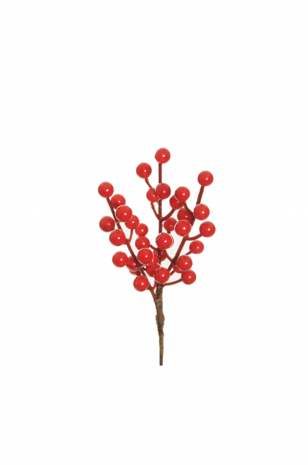 Pick ramo con bacche rosse, altezza 20 cm, confezione da 6 pezzi