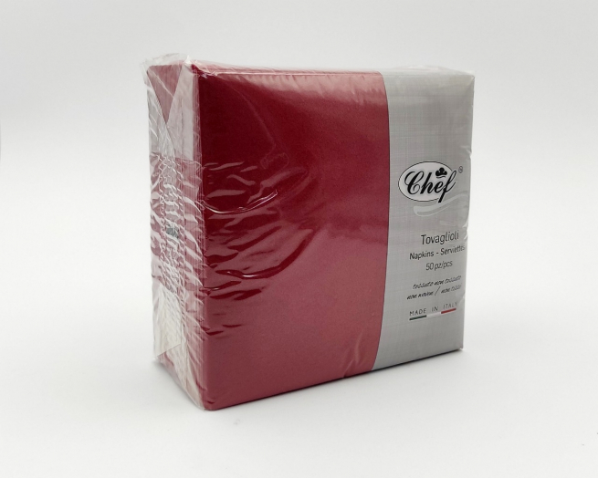 Tovagliolo TNT airlaid "LIGHT" bordeaux, formato 40x40cm, confezione da 50 pezzi