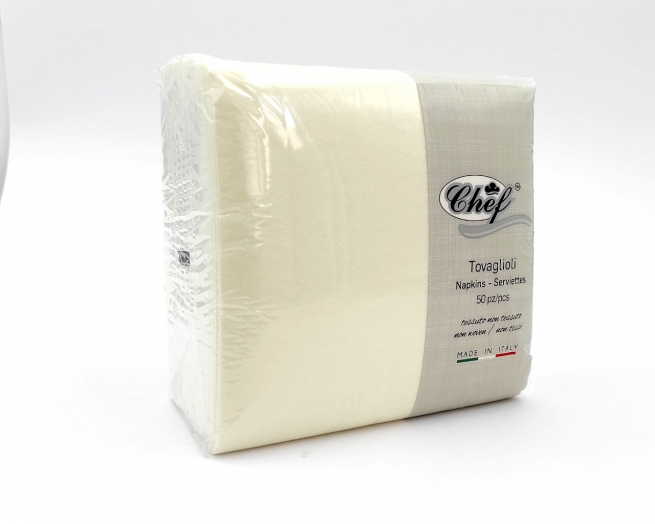 Tovagliolo TNT airlaid "LIGHT" avorio, formato 40x40cm, confezione da 50 pezzi