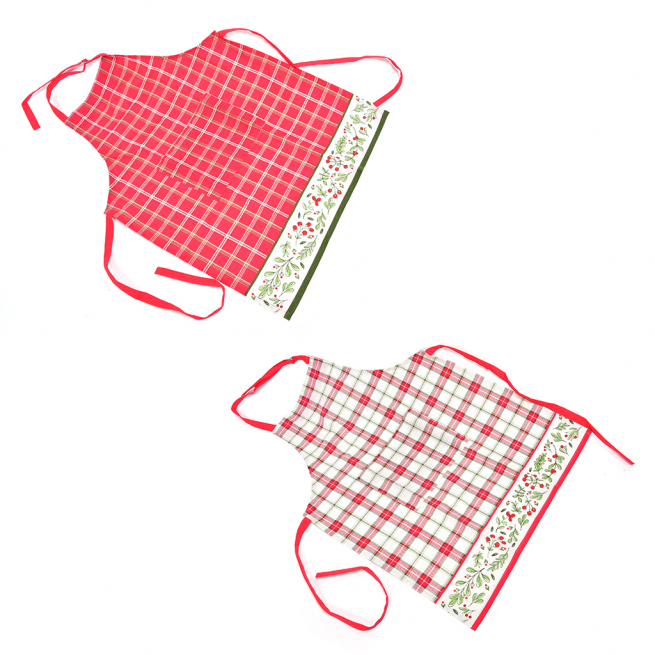 Grembiule da cucina in cotone, 60x80 cm, fantasie natalizie assortite