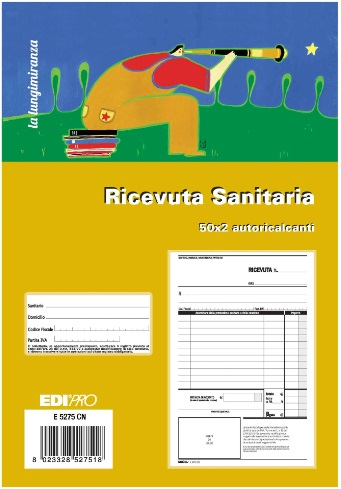 Blocco da 50 ricevute sanitarie 2 copie autoricalcanti, formato 15x22 cm