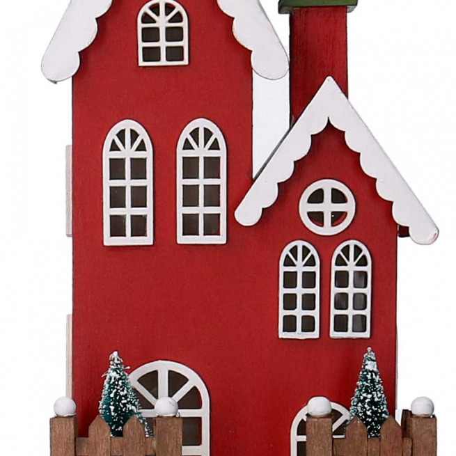 Casetta di legno con piedistallo e luci led, altezza 56.5 cm