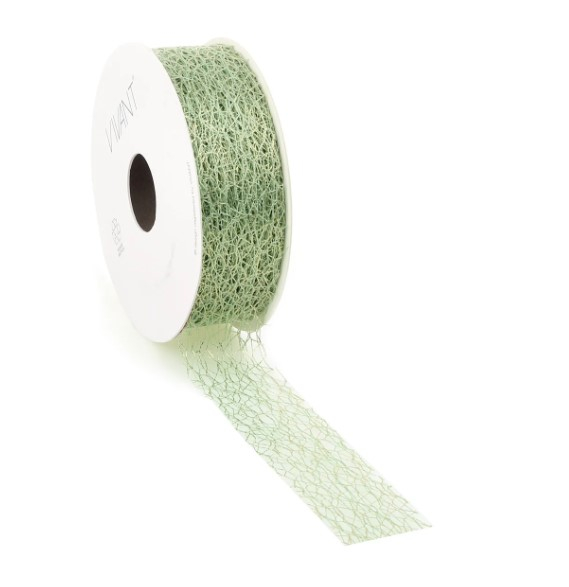 Rotolo nastro rete perlata "Crispy Deluxe" verde nilo, lunghezza 10 metri