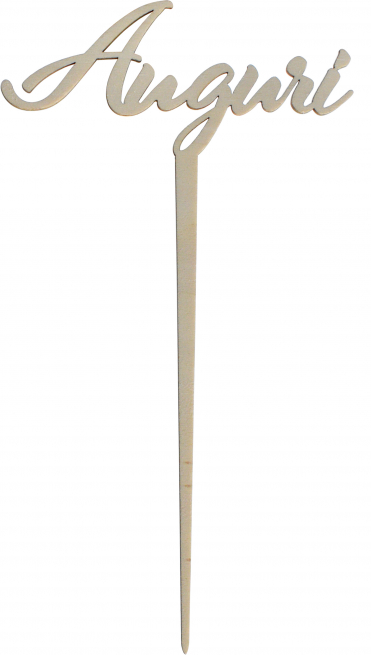 Pick in legno scritta "Auguri", lunghezza 15 cm, confezione da 6 pezzi