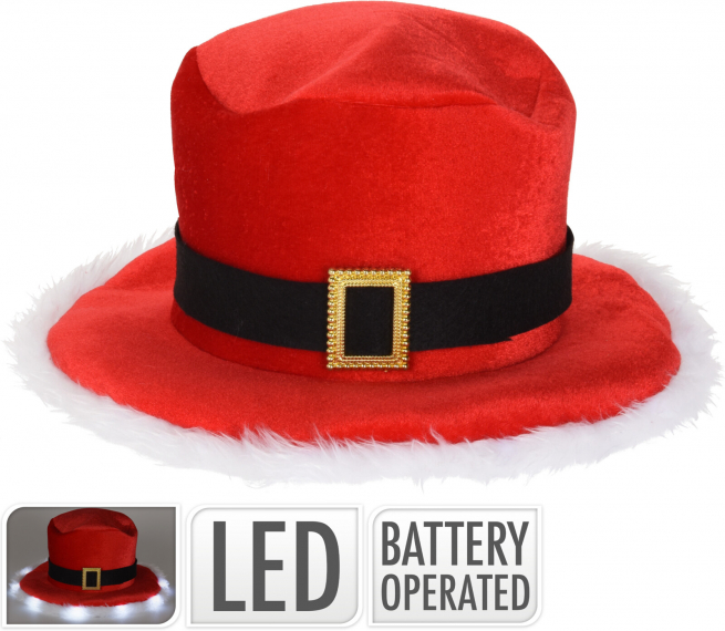 Cappello di Babbo Natale a cilindro con led