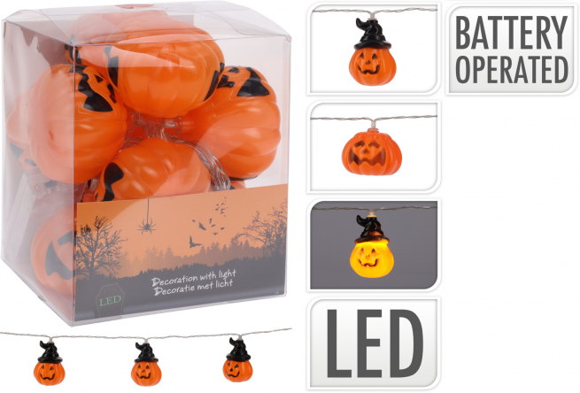 Filo di zucche con led, modelli assortiti
