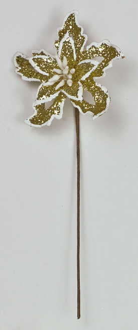 Pick stella di Natale con glitter oro, diametro 5 cm, confezione da 12 pezzi