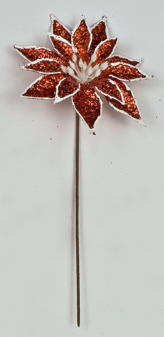 Pick stella di Natale con glitter rosso, diametro 8 cm, confezione da 12 pezzi