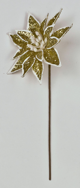 Pick stella di Natale con glitter oro, diametro 8 cm, confezione da 12 pezzi
