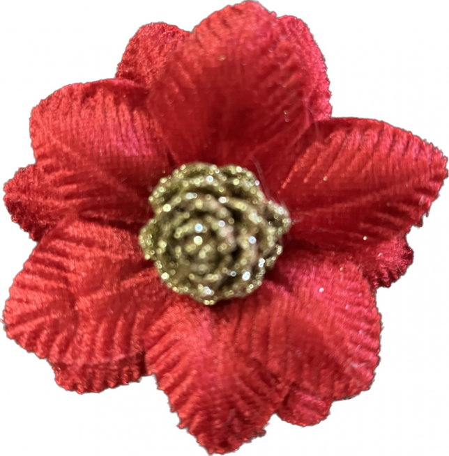 Pick fiore rosso con pigna, diametro 8 cm, confezione da 24 pezzi