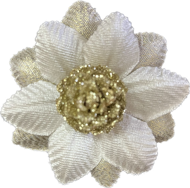 Pick fiore crema con pigna, diametro 8 cm, confezione da 24 pezzi