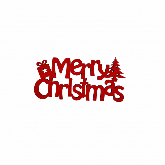 Pick in legno scritta "Merry Christmas" rosso, 6x3 cm, confezione da 10 pezzi
