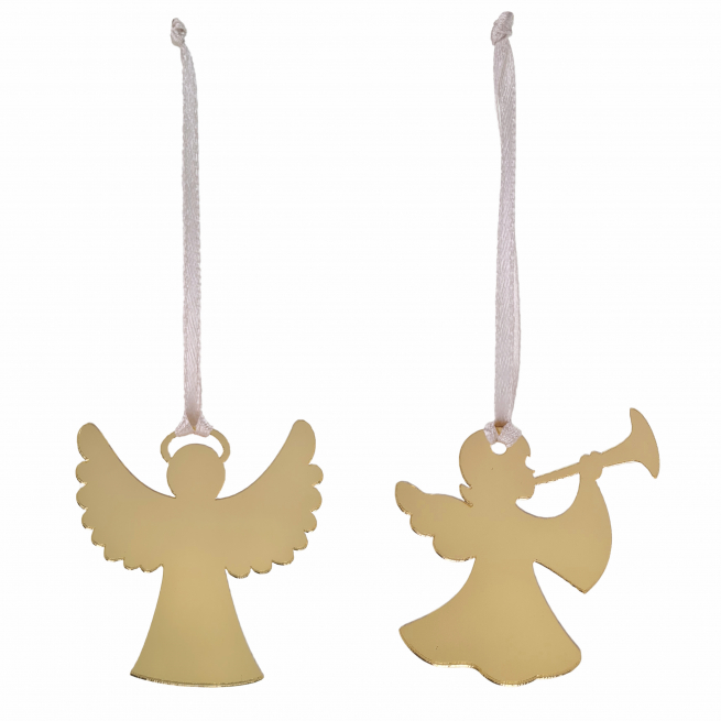 Pick angelo in acrilico con cordino, diametro 6 cm, confezione da 10 pezzi