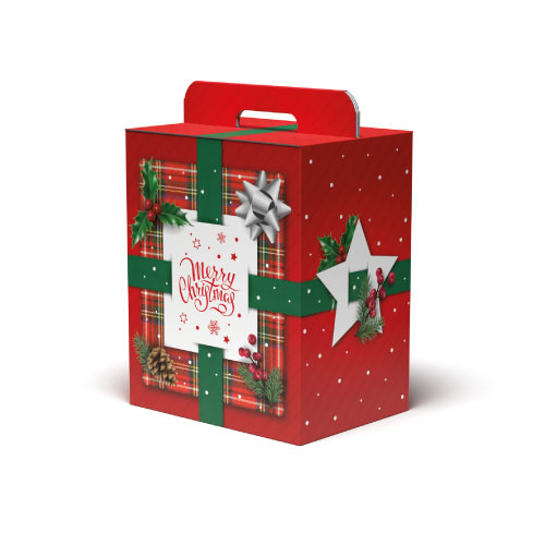 Scatola per confezioni regalo fantasia "Tartan" con maniglia superiore, vari formati