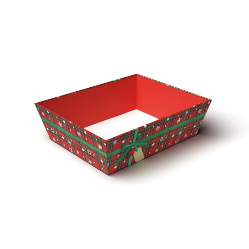 Scatola cesto automontante in cartone fantasia "Tartan", cartone da 25 pezzi, vari formati