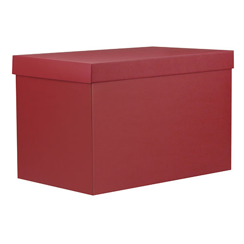 Scatola base rettangolare con coperchio, tinta unita rosso liscio, 34x49x33 cm, cartone da 10 pezzi