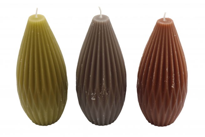 Candela geometrica diametro 7 cm, colori assortiti