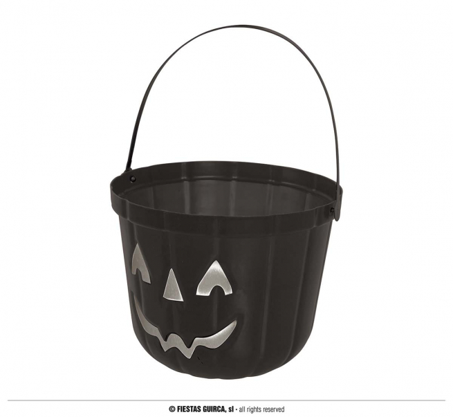 Secchiello zucca in plastica nero, altezza 20 cm