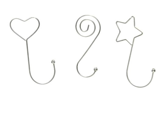 Ganci in metallo argento, altezza 6 cm, confezione da 12 pezzi modelli assortiti