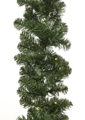 Festone "Imperial" di pino verde con led, diametro 30 cm, lunghezza 2.7 metri