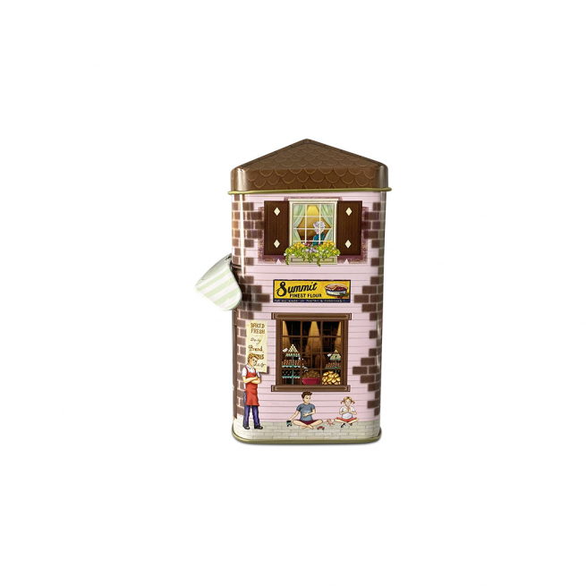 Scatola in latta "Patisserie" con tettoia, 12x7.5x15 cm