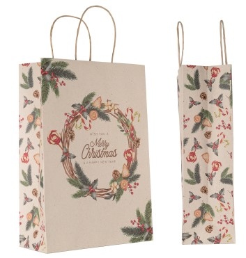 Shopper "Ghirlanda Verde" con maniglia ritorta, confezione da 15 pezzi