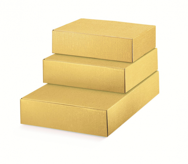 Scatola cantinetta porta bottiglie linea "Ardesia Perlata Oro" in cartone, 34x56x9 cm