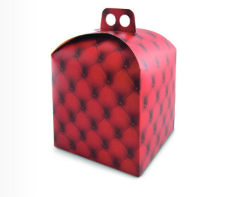 Scatola panettone con cordini in cartone linea "Chesterfield", 20x20x20 cm, cartone da 50 pezzi