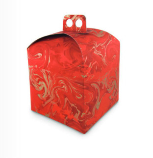 Scatola panettone in cartone con maniglia linea "Chesterfield", 20x20x20 cm, cartone da 50 pezzi