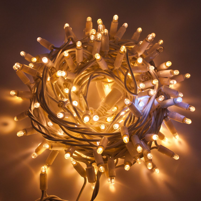 Filo lineare 200 MaxiLed luce calda "FlashLed Diamond" luce fredda, prolungabile, uso interno ed esterno filo bianco lunghezza 20 metri (cavo alimentazione non incluso)