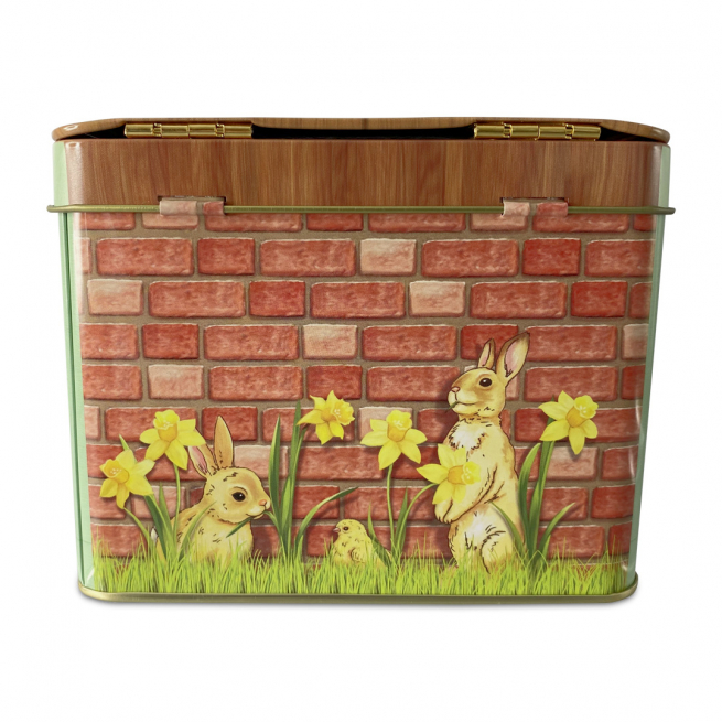 Scatola in latta "Mobile credenza Pasqua", 10x14.5 cm, altezza 10.5 cm, contiene 1200 ml
