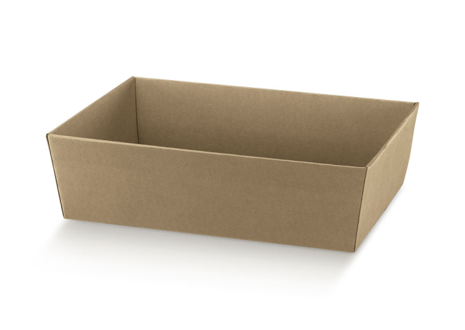 Scatola vassoio in carta avana, 21x29x9 cm, cartone da 30 pezzi