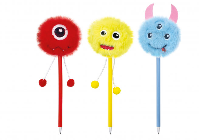 Penna "Monster" con top peluches soggetti assortiti