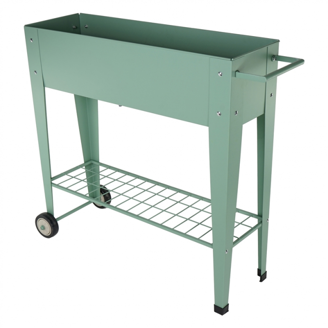 Carrello portapiante in metallo verde, 26.5x89 cm, altezza 80 cm
