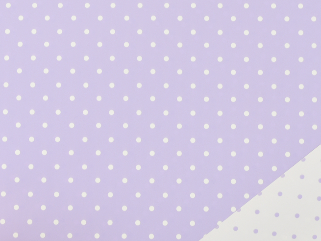 Bobina "Mini pois" in PPL fondo e interno lilla e bianco, altezza 1 metro, lunghezza 25 metri