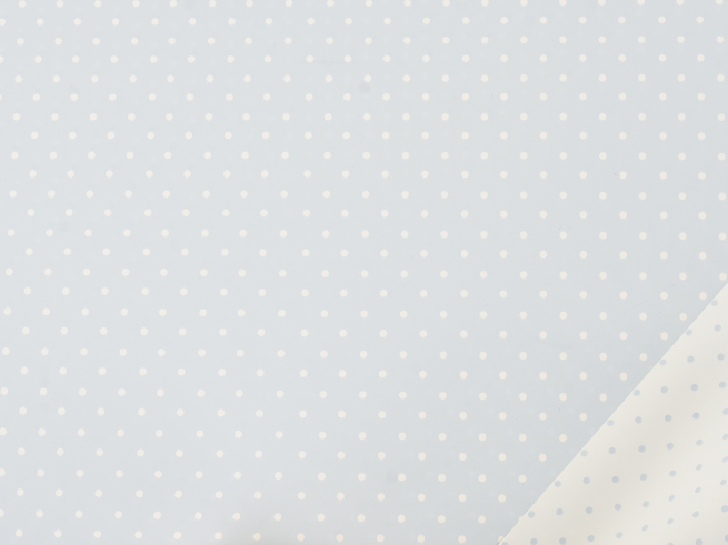 Bobina "Mini pois" in PPL fondo e interno celeste e bianco, altezza 1 metro, lunghezza 25 metri