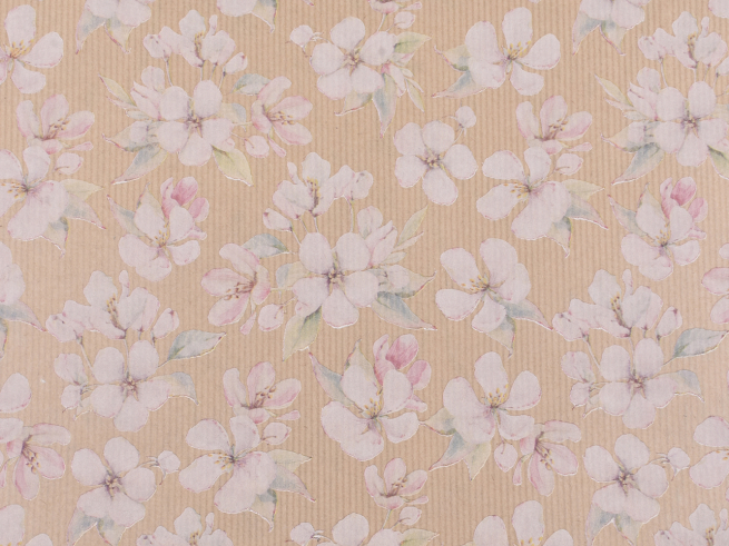 Carta regalo "April" a fiori fondo avana, formato 70x100 cm, confezione da 25 fogli