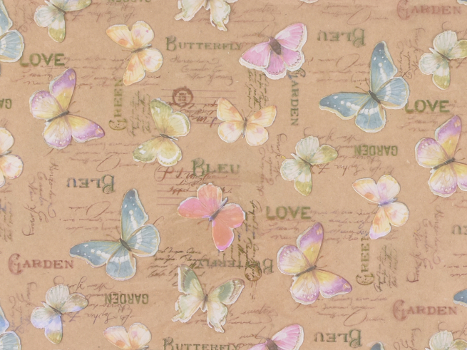 Bobina "Butterfly garden" in PPL fantasia fondo trasparente, altezza 1 metro, lunghezza 50 metri