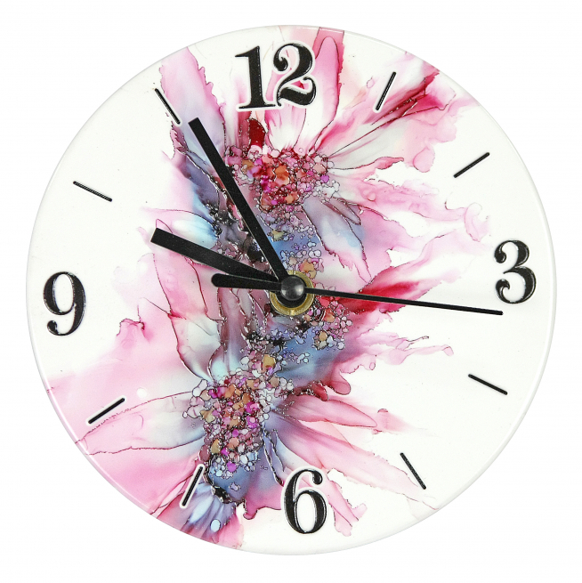 Orologio in ceramica a fiori, diametro 13 cm, con scatola regalo