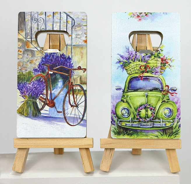 Apribottiglia in legno con calamita, 6x11 cm, soggetti assortiti in confezione regalo