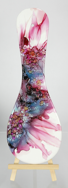 Poggia cucchiaio in ceramica con fiori, 10x27.5 cm, in scatola regalo con finestra
