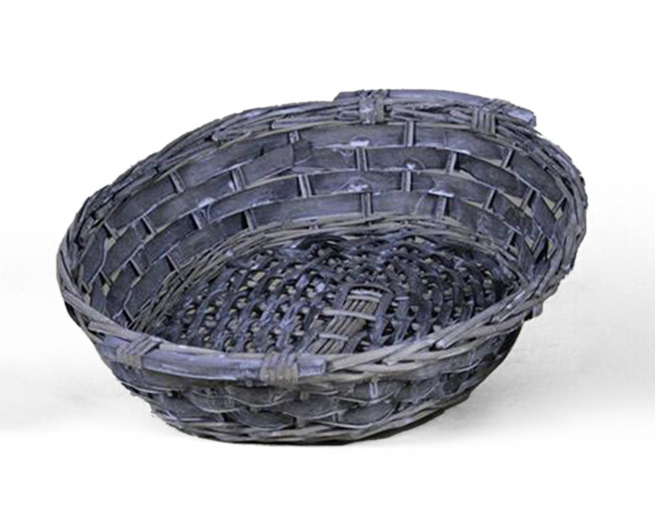 Cesto ovale in vimini grigio formato 39x56 cm, altezza 9 cm
