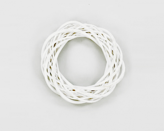 Coroncina in vimini bianco diametro 10 cm, spessore 3 cm